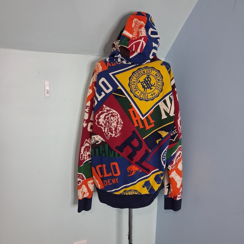 Ralph Lauren Polo Varsity Pennant Print Fleece Sportsman Sweatshirt Hoodie L - Picture 11 of 13